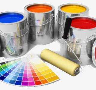 Paints Industry: Rows of colorful paint cans, brushes, and mixing equipment, representing the vibrant and diverse nature of the paints industry.